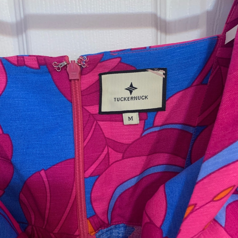 Tuckernuck Vibrant Pink and Blue Ruffle Mini Dress - Cameron Eubanks -  Medium - Picture 5 of 6